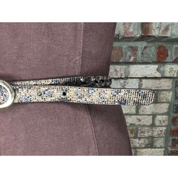 Nine west belt braided sparkly animal print y2k bronze black gold - Picture 5 of 12